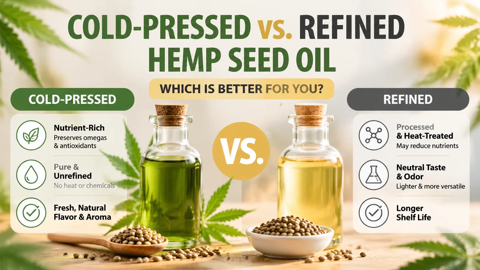 Cold-Pressed vs. Refined Hemp Seed Oil: Which Is Better for You? 3 Cold-Pressed vs. Refined Hemp Seed Oil Which Is Better for You
